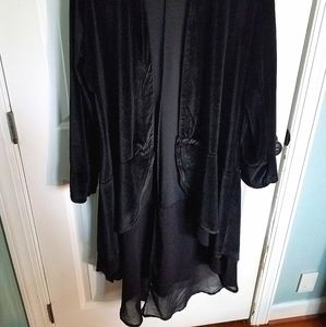 Velvet black sheer duster cardigan jacket